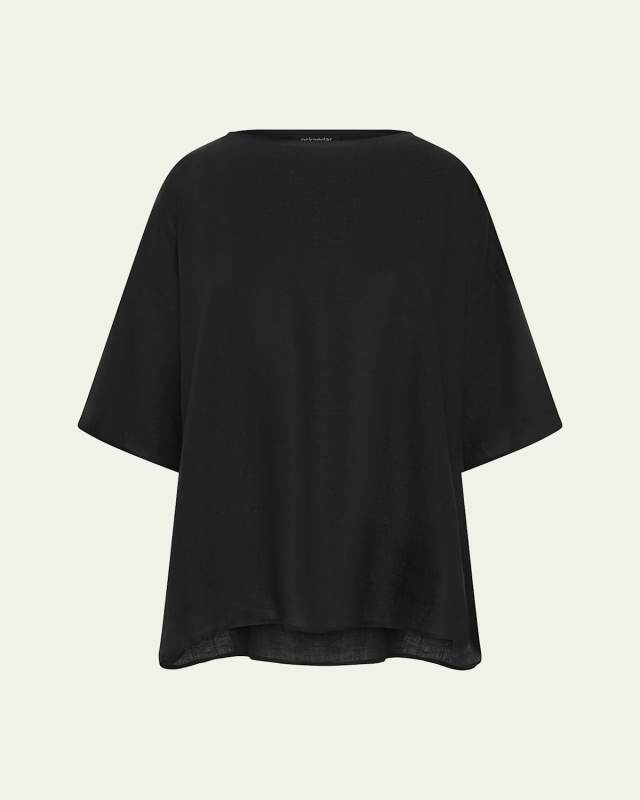 Sloped Shoulder Wide A-Line Scoop Neck Top (Long Length)